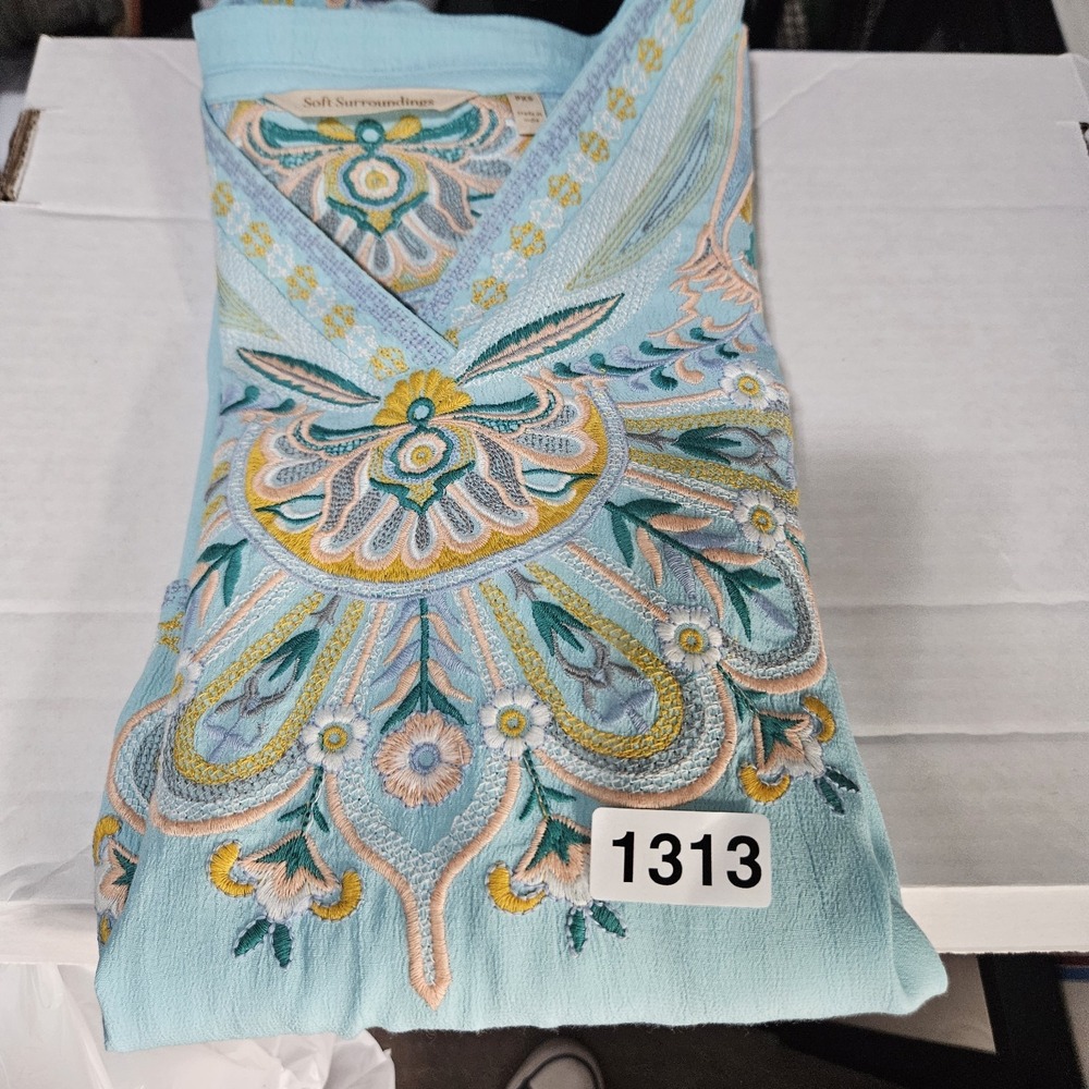Soft Surroundings Top Women's PXS River Islands Embroidered Tunic Boho Floral - Picture 12 of 12